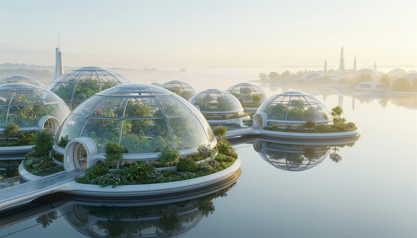 Floating greenhouse concept generated with an image model